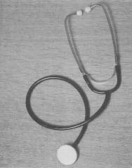 A modern stethoscope. The stethoscope is an instrument for listening to sounds produced by organs in the human body, including the heart and lungs. One end of the stethoscope is placed against the body and the other end is placed in or at the ear.